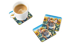 Load image into Gallery viewer, French Bulldog in Sunflowers Coasters - Set of 4 Lightweight Foam, Absorbent Drink Coasters