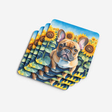 Load image into Gallery viewer, French Bulldog in Sunflowers Coasters - Set of 4 Lightweight Foam, Absorbent Drink Coasters