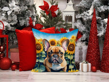 Load image into Gallery viewer, French Bulldog in Sunflowers Throw Pillow - 14x14 Decorative Pillow – Art for Your Home &amp; Patio