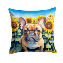 Load image into Gallery viewer, French Bulldog in Sunflowers Throw Pillow - 14x14 Decorative Pillow – Art for Your Home &amp; Patio