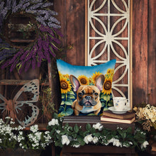 Load image into Gallery viewer, French Bulldog in Sunflowers Throw Pillow