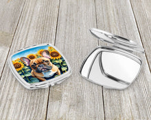 Load image into Gallery viewer, French Bulldog in Sunflowers Compact Mirror – Stylish Purse Mirror with Artistic Covers