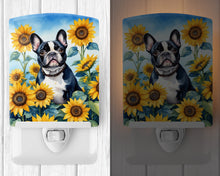 Load image into Gallery viewer, French Bulldog in Sunflowers Ceramic Night Light
