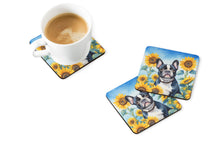 Load image into Gallery viewer, French Bulldog in Sunflowers Coasters - Set of 4 Lightweight Foam, Absorbent Drink Coasters