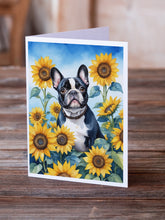 Load image into Gallery viewer, French Bulldog in Sunflowers Greeting Cards - Blank Note Cards – 8-Pack of Artist-Designed Cards with Envelopes