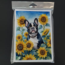 Load image into Gallery viewer, French Bulldog in Sunflowers Greeting Cards - Blank Note Cards – 8-Pack of Artist-Designed Cards with Envelopes