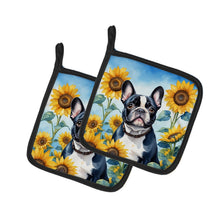Load image into Gallery viewer, French Bulldog in Sunflowers Pot Holders - Set of 2 Decorative Kitchen Helpers | Made in the USA