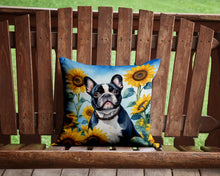 Load image into Gallery viewer, French Bulldog in Sunflowers Throw Pillow - 14x14 Decorative Pillow – Art for Your Home &amp; Patio