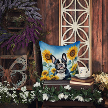 Load image into Gallery viewer, French Bulldog in Sunflowers Throw Pillow - 14x14 Decorative Pillow – Art for Your Home &amp; Patio