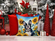 Load image into Gallery viewer, French Bulldog in Sunflowers Throw Pillow - 14x14 Decorative Pillow – Art for Your Home &amp; Patio