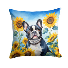 Load image into Gallery viewer, French Bulldog in Sunflowers Throw Pillow - 14x14 Decorative Pillow – Art for Your Home &amp; Patio