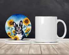 Load image into Gallery viewer, French Bulldog in Sunflowers Large Sandstone Coasters Pack of 4