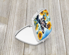 Load image into Gallery viewer, French Bulldog in Sunflowers Compact Mirror – Stylish Purse Mirror with Artistic Covers