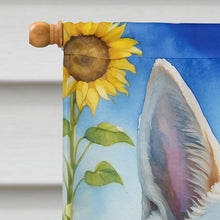 Load image into Gallery viewer, White German Shepherd in Sunflowers House Flag