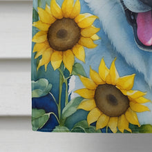 Load image into Gallery viewer, White German Shepherd in Sunflowers House Flag