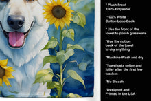 Load image into Gallery viewer, White German Shepherd in Sunflowers Kitchen Towel