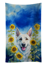 Load image into Gallery viewer, White German Shepherd in Sunflowers Kitchen Towel