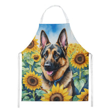 Load image into Gallery viewer, German Shepherd in Sunflowers Apron – Artist-Designed Kitchen, BBQ &amp; Craft Apron