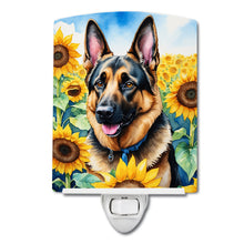 Load image into Gallery viewer, German Shepherd in Sunflowers Ceramic Night Light