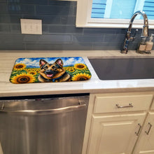 Load image into Gallery viewer, German Shepherd in Sunflowers Dish Drying Mat Absorbent Dish Drying Mat Pad for Kitchen Counter Dish Drainer Mat for Countertop, 14 x 21", Multicolor