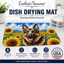 Load image into Gallery viewer, German Shepherd in Sunflowers Dish Drying Mat Absorbent Dish Drying Mat Pad for Kitchen Counter Dish Drainer Mat for Countertop, 14 x 21", Multicolor