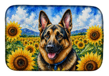 Load image into Gallery viewer, German Shepherd in Sunflowers Dish Drying Mat Absorbent Dish Drying Mat Pad for Kitchen Counter Dish Drainer Mat for Countertop, 14 x 21", Multicolor