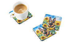 Load image into Gallery viewer, German Shepherd in Sunflowers Coasters - Set of 4 Lightweight Foam, Absorbent Drink Coasters