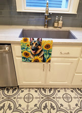 Load image into Gallery viewer, German Shepherd in Sunflowers Kitchen Towel