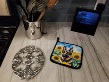 Load image into Gallery viewer, German Shepherd in Sunflowers Pot Holders - Set of 2 Decorative Kitchen Helpers | Made in the USA