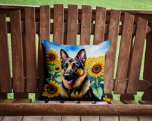 Load image into Gallery viewer, German Shepherd in Sunflowers Throw Pillow - 14x14 Decorative Pillow – Art for Your Home &amp; Patio