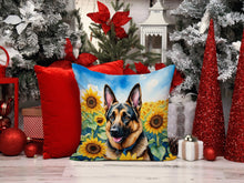 Load image into Gallery viewer, German Shepherd in Sunflowers Throw Pillow - 14x14 Decorative Pillow – Art for Your Home &amp; Patio