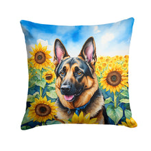 Load image into Gallery viewer, German Shepherd in Sunflowers Throw Pillow - 14x14 Decorative Pillow – Art for Your Home &amp; Patio