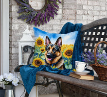 Load image into Gallery viewer, German Shepherd in Sunflowers Throw Pillow