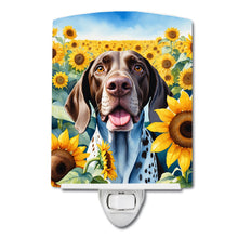 Load image into Gallery viewer, German Shorthaired Pointer in Sunflowers Ceramic Night Light
