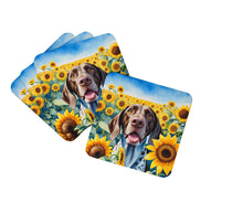 Load image into Gallery viewer, German Shorthaired Pointer in Sunflowers Coasters - Set of 4 Lightweight Foam, Absorbent Drink Coasters