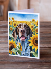 Load image into Gallery viewer, German Shorthaired Pointer in Sunflowers Greeting Cards - Blank Note Cards – 8-Pack of Artist-Designed Cards with Envelopes