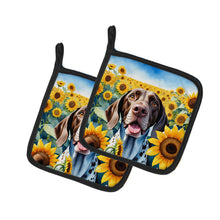 Load image into Gallery viewer, German Shorthaired Pointer in Sunflowers Pot Holders - Set of 2 Decorative Kitchen Helpers | Made in the USA