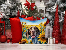 Load image into Gallery viewer, German Shorthaired Pointer in Sunflowers Throw Pillow - 14x14 Decorative Pillow – Art for Your Home &amp; Patio