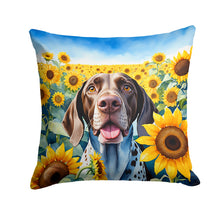 Load image into Gallery viewer, German Shorthaired Pointer in Sunflowers Throw Pillow - 14x14 Decorative Pillow – Art for Your Home &amp; Patio