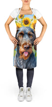 Load image into Gallery viewer, German Wirehaired Pointer in Sunflowers Apron – Artist-Designed Kitchen, BBQ &amp; Craft Apron