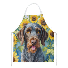 Load image into Gallery viewer, German Wirehaired Pointer in Sunflowers Apron – Artist-Designed Kitchen, BBQ &amp; Craft Apron