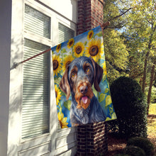 Load image into Gallery viewer, German Wirehaired Pointer in Sunflowers House Flag