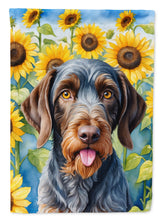 Load image into Gallery viewer, German Wirehaired Pointer in Sunflowers House Flag