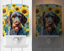 Load image into Gallery viewer, German Wirehaired Pointer in Sunflowers Ceramic Night Light