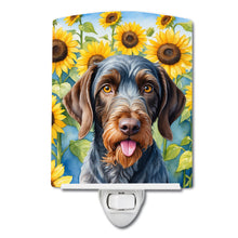 Load image into Gallery viewer, German Wirehaired Pointer in Sunflowers Ceramic Night Light