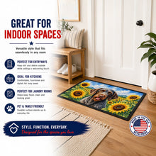 Load image into Gallery viewer, German Wirehaired Pointer in Sunflowers Doormat Front Door Mat Indoor Outdoor Rugs for Entryway, Non Slip Washable Low Pile, 24H X 36W
