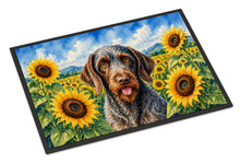 Load image into Gallery viewer, German Wirehaired Pointer in Sunflowers Doormat Front Door Mat Indoor Outdoor Rugs for Entryway, Non Slip Washable Low Pile, 24H X 36W