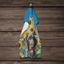 Load image into Gallery viewer, German Wirehaired Pointer in Sunflowers Kitchen Towel