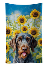 Load image into Gallery viewer, German Wirehaired Pointer in Sunflowers Kitchen Towel