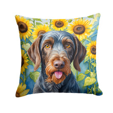 Load image into Gallery viewer, German Wirehaired Pointer in Sunflowers Throw Pillow - 14x14 Decorative Pillow – Art for Your Home &amp; Patio